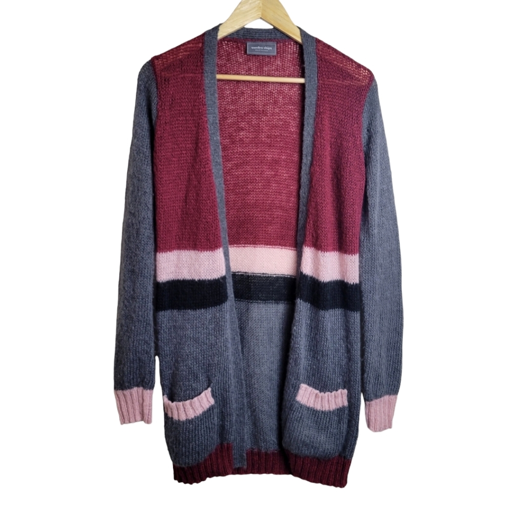 Wooden Ships Mohair Wool Blend Open Striped Cardigan Size S/M